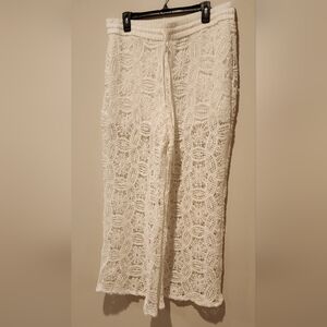 NWOT Express White Crochet Pants With Shorts